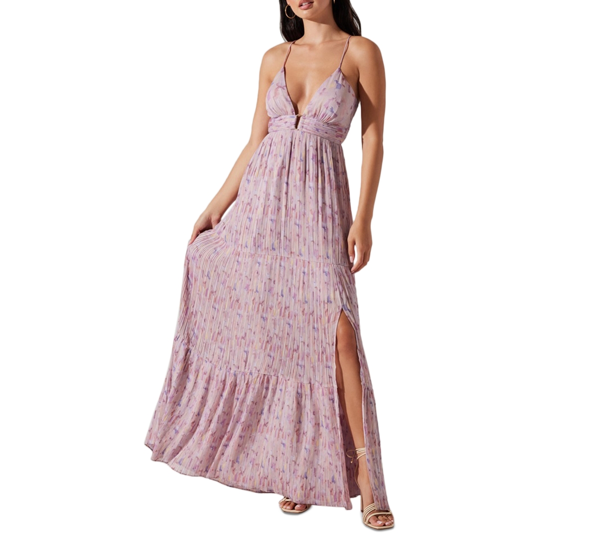 Shop Astr Women's Minari Printed Sleeveless Maxi Dress In Lavender Multi