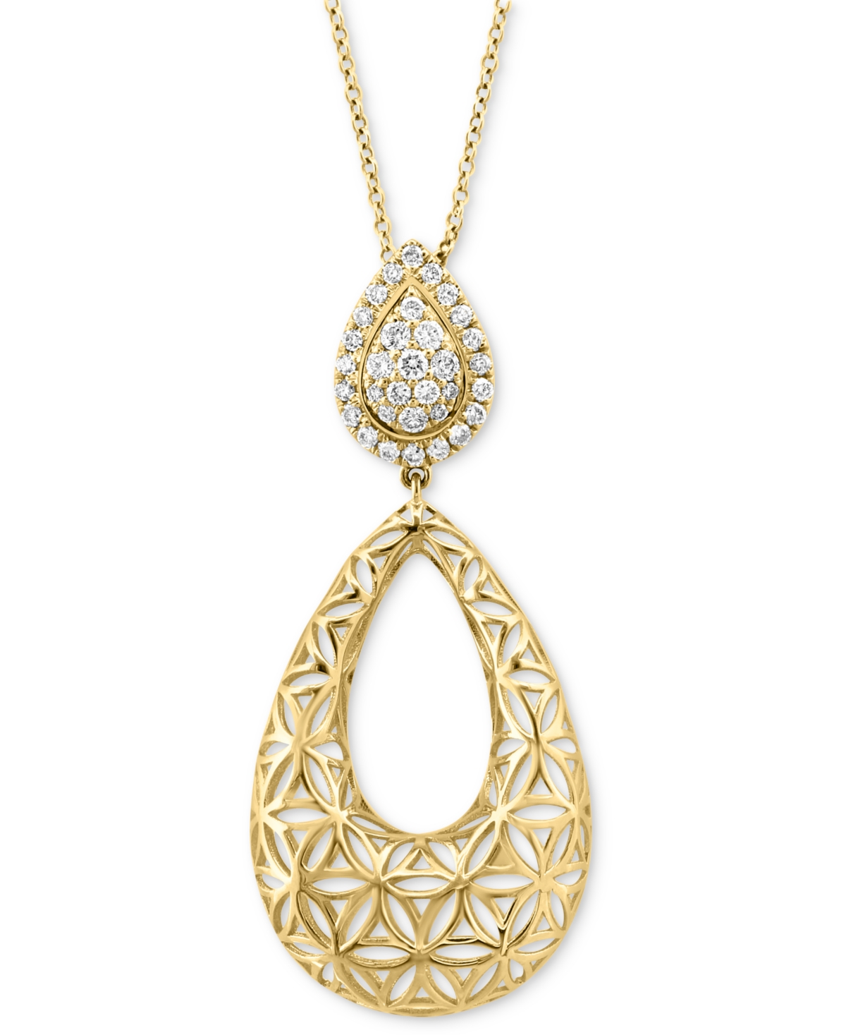 Effy Diamond Teardrop Cluster & Floral Lattice 18