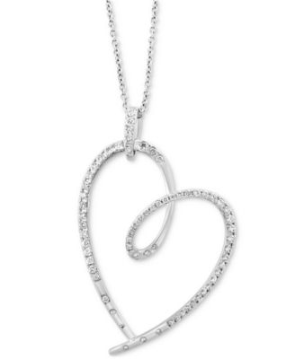 EFFY&reg; Diamond Open Heart 18" Pendant Necklace (3/4 ct. t.w.) in 14k White Gold