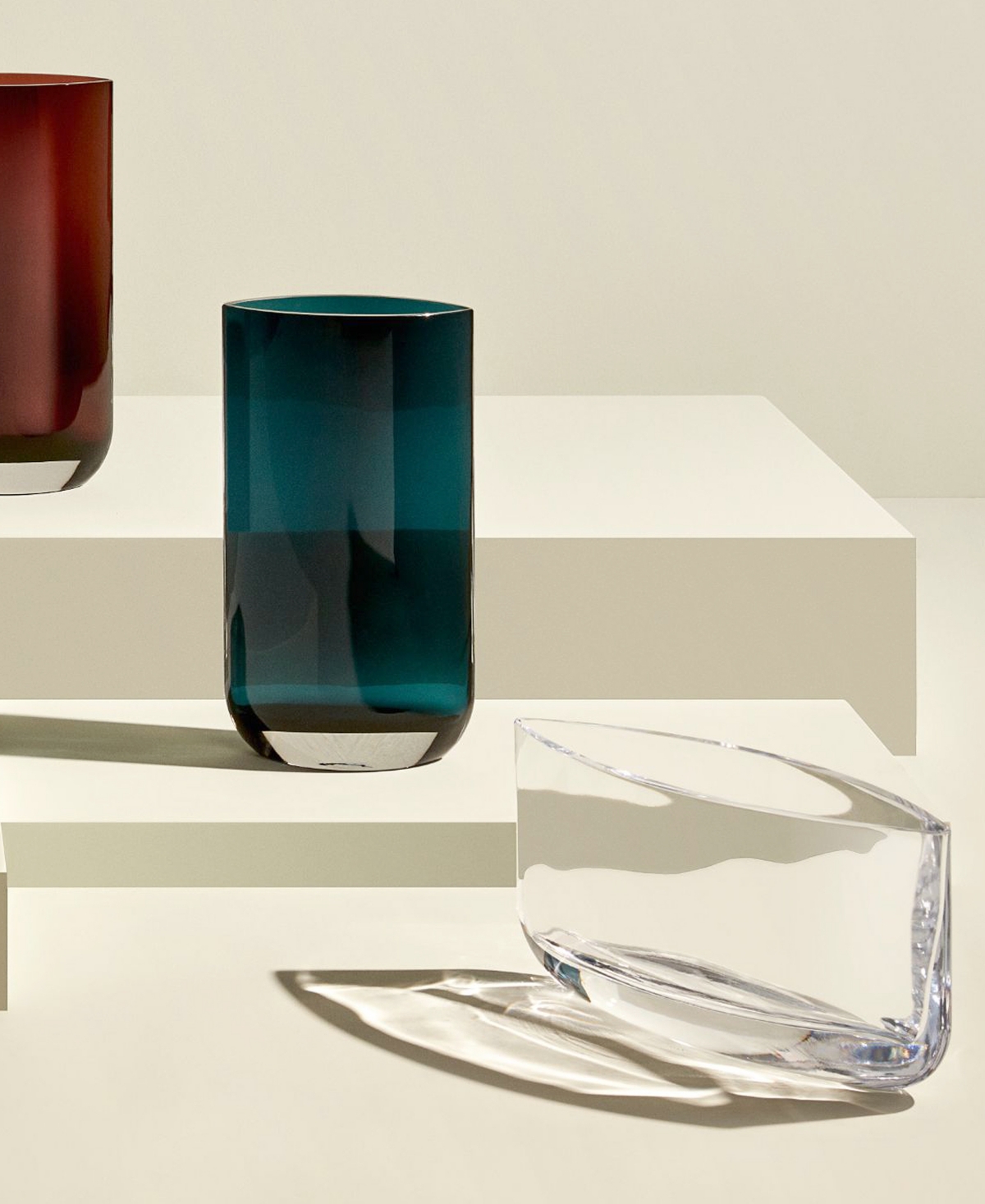 Nude Glass Blade Vase In Petroleum Green