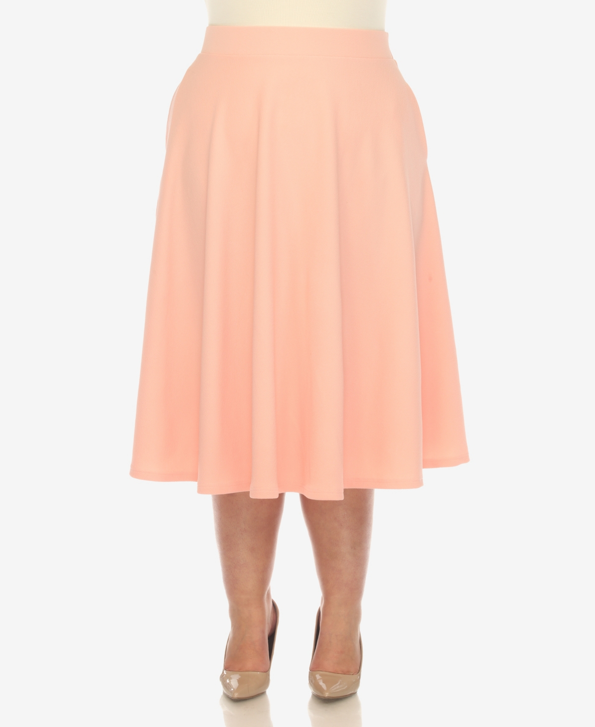 White Mark Women's Flared Skirt With Pockets In Peach