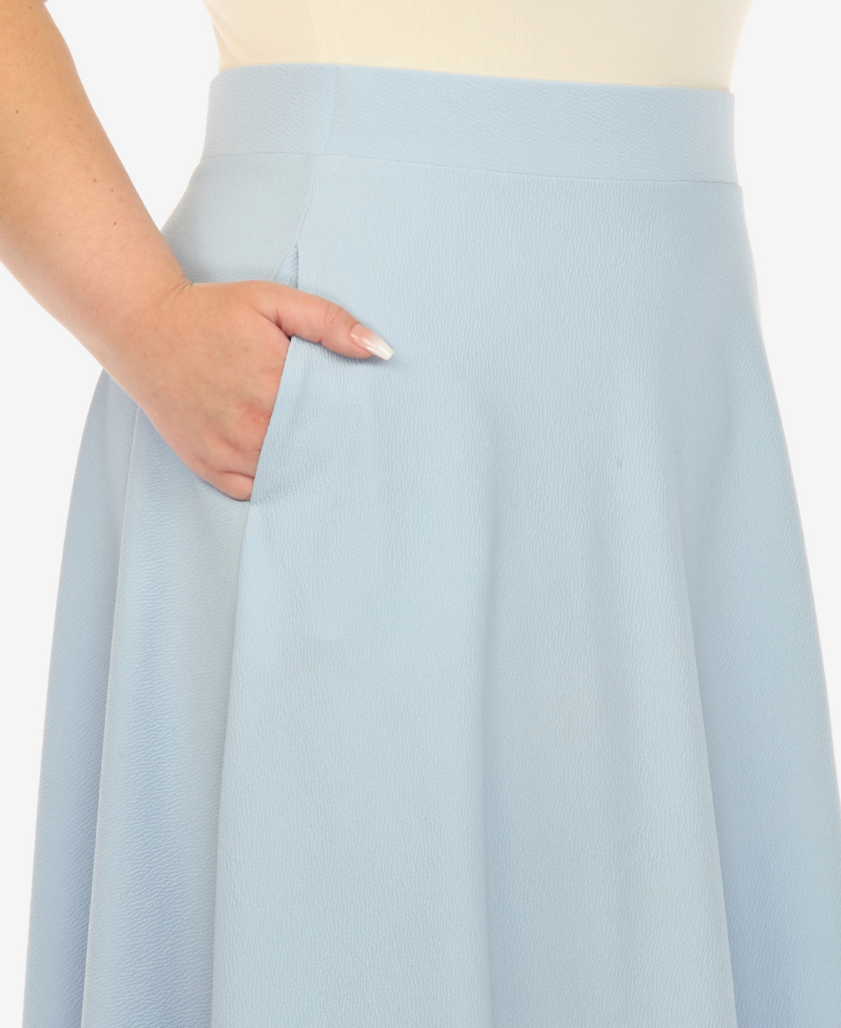 White Mark Plus Size Flared Midi Skirt In Baby Blue