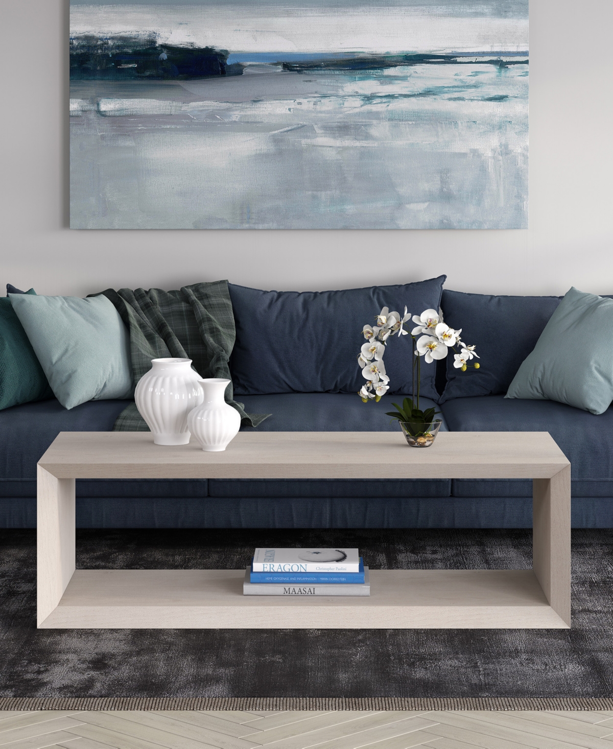 Hudson & Canal Osmond 58" Wide Rectangular Coffee Table In Alder White In Alder White