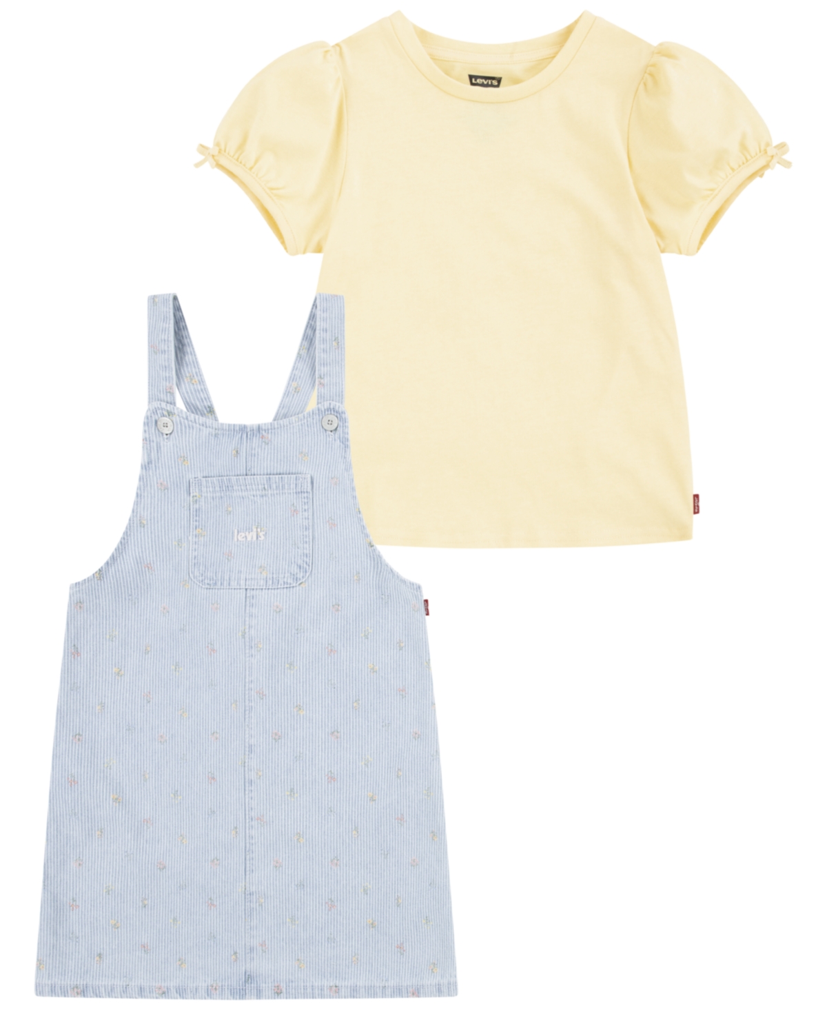 Shop Levi's Little Kids Puff Sleeve Tee And Skirtalls Set In Golden Haze