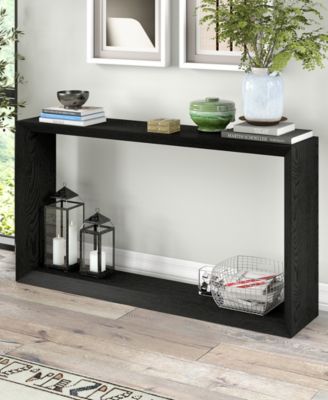 Osmond 55" Wide Rectangular Console Table in Black Grain