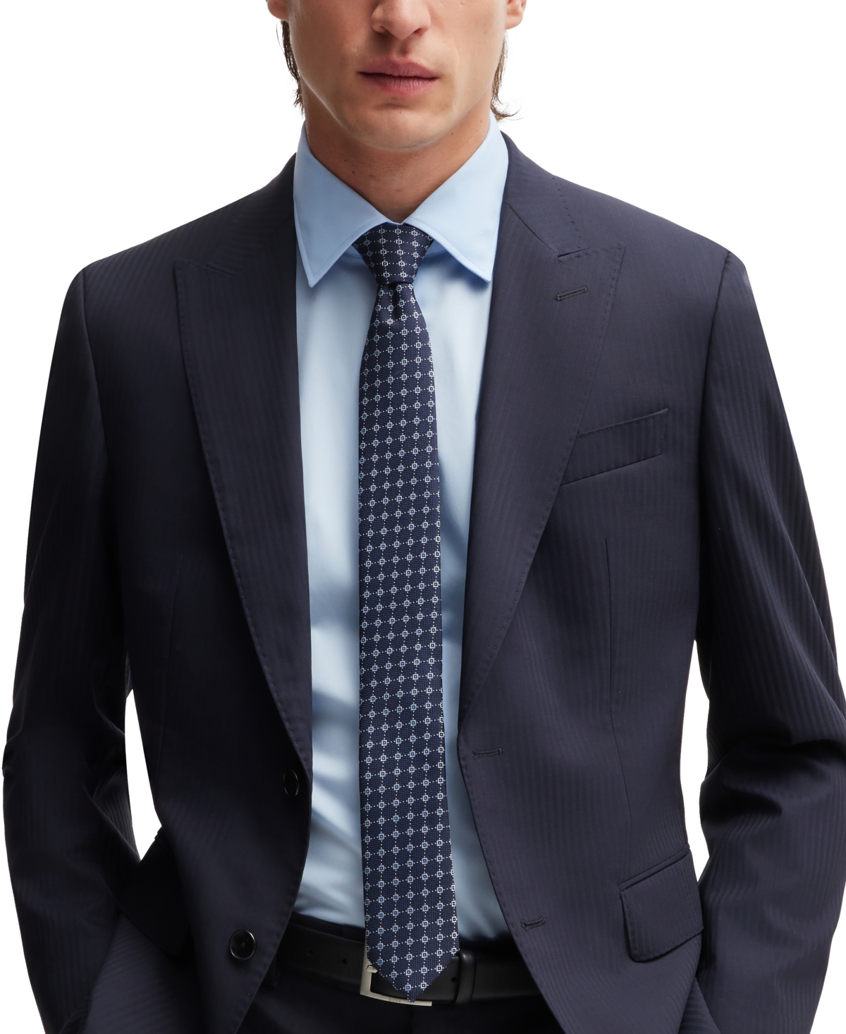 Hugo Boss Boss By  Men's Jacquard-woven Pattern Tie In Dark Blue
