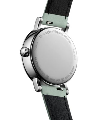 Women's Swiss Elegant Moonphase Green Leather Strap Watch 30mm
