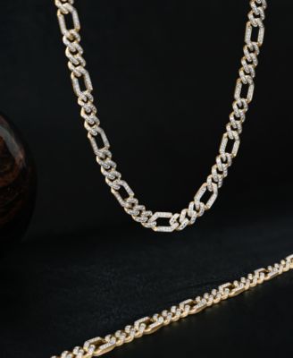 Men's Diamond Figaro Link Bracelet Necklace (1 ct. t.w.) in 10k Gold