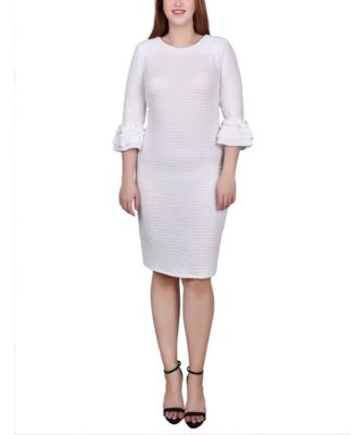 NY Collection Petite 3/4 Pearl-Detail Petal Sleeve Dress main image 1
