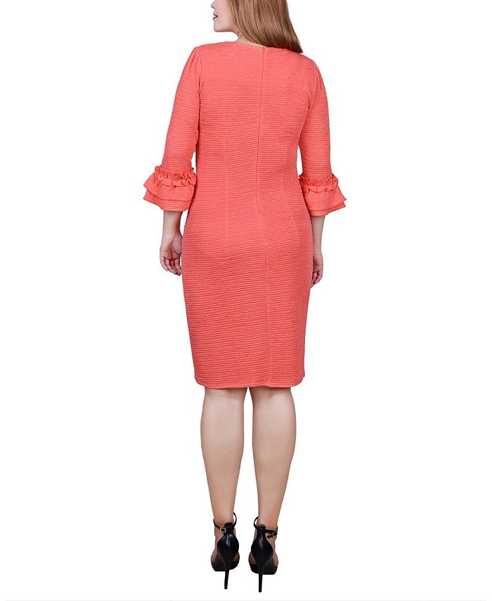 NY Collection Petite 3/4 Sleeve Textured Knit Dress - Macy's