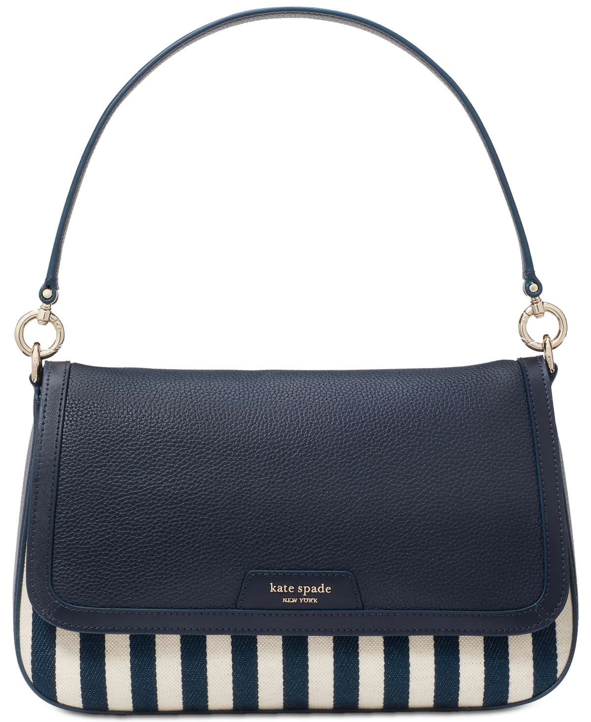 Hudson Striped Canvas Leather Flap Small Shoulder Bag - Parisian N