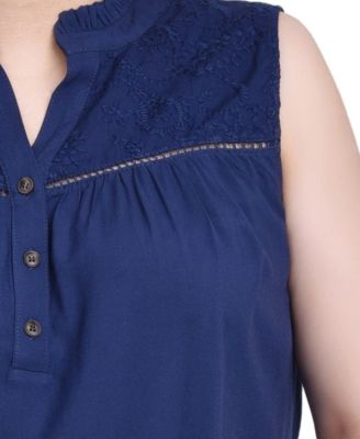 Petite Sleeveless Yoked Blouse Top