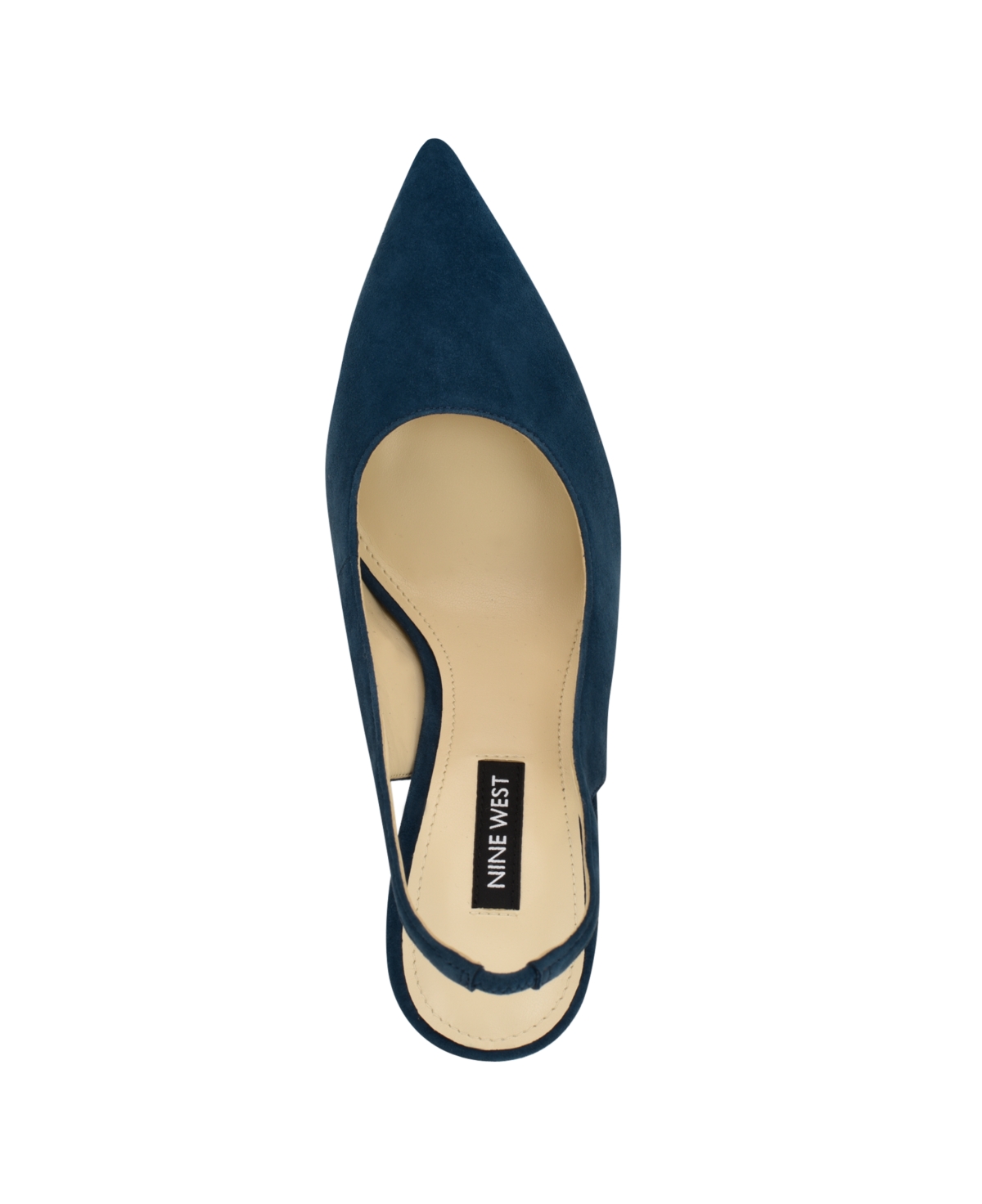 Nine West Women's Feather Pointy Toe Slingback Dress Pumps In Navy Suede