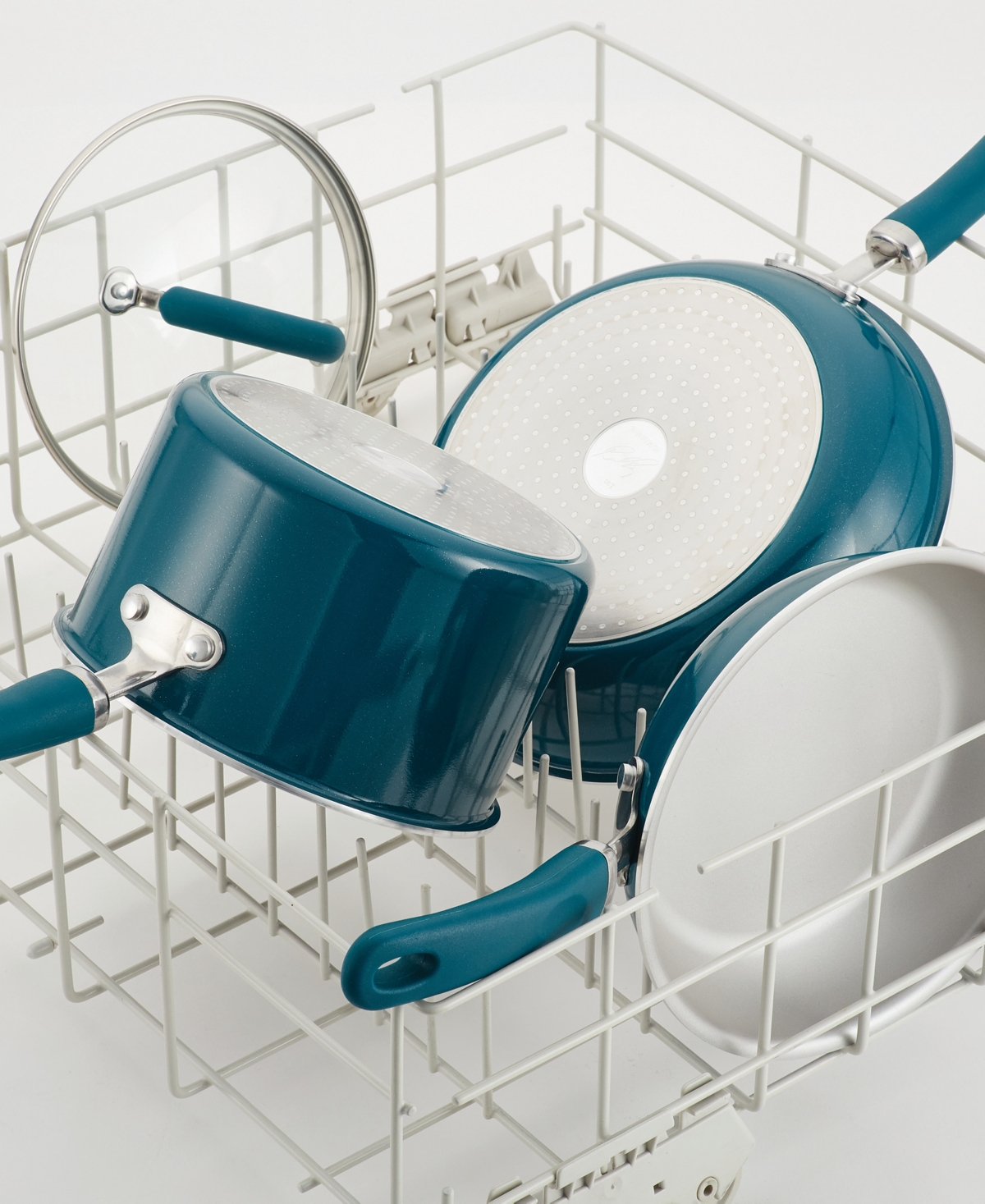 Rachael Ray Create Delicious Aluminum Nonstick 2-qt. Saucepan With Straining Lid In Blue