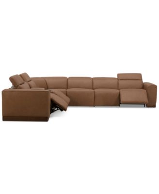 Lovro 7-Pc. Leather Sectional with 3 Power Motion Chairs & 1 Console, Created for Macy's