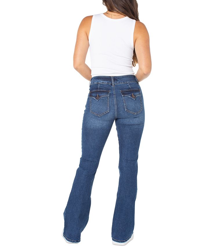 Fashion Women Double Button Flare Jeans