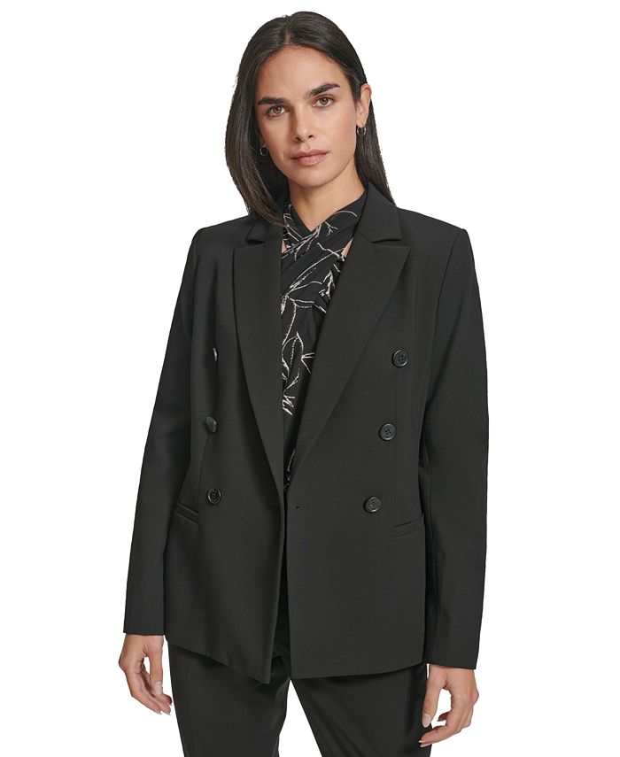 Calvin Klein Women's Peak Lapel Open Front Blazer Pink Size 6