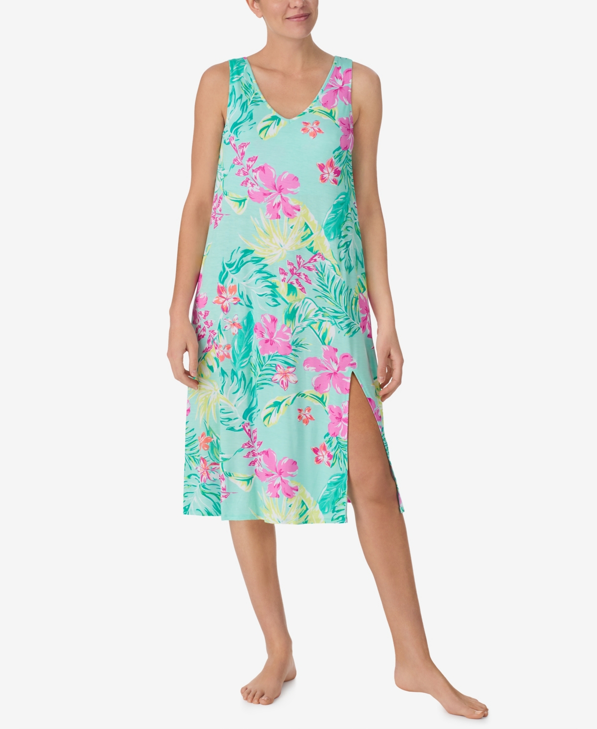 Shop Ellen Tracy Women's Sleeveless Long Midi Gown In Tropical Flower