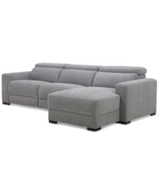 Nevio 3-Pc. Fabric Power Headrest Sectional and Chaise with 1 Power Motion Chair