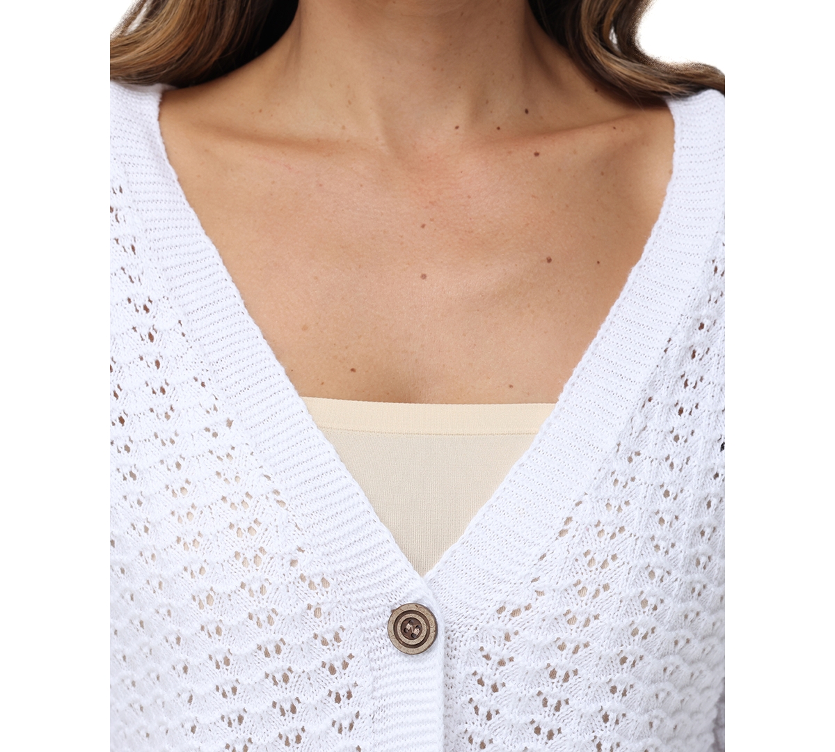 Frye Women's Cotton Pointelle Cropped Cardigan