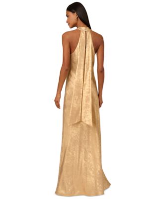 by Adrianna Papell Women's Folied-Chiffon Halter Gown