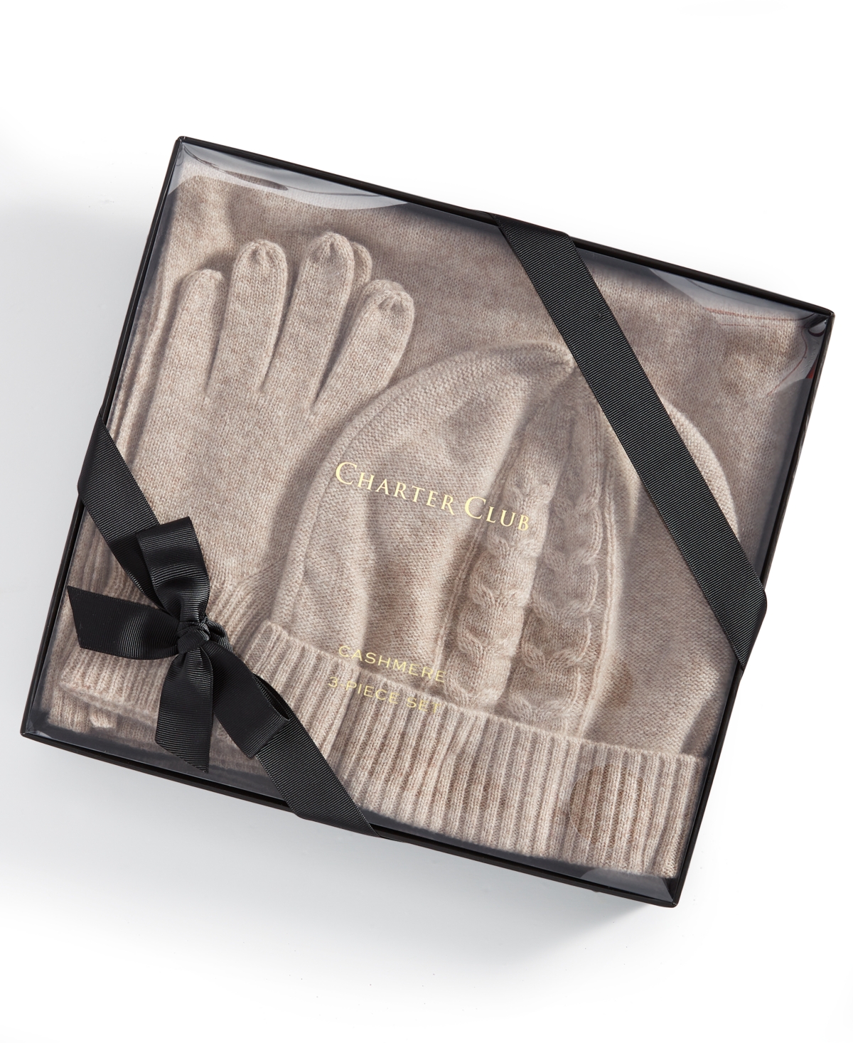 Cashmere Hat, Gloves & Scarf Boxed Gift Set, Created for Macy's - Cc Prl Taup Hth