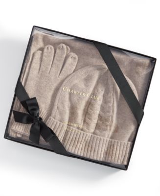 Charter Club Cashmere Hat, Gloves Scarf Boxed Gift Set, Created