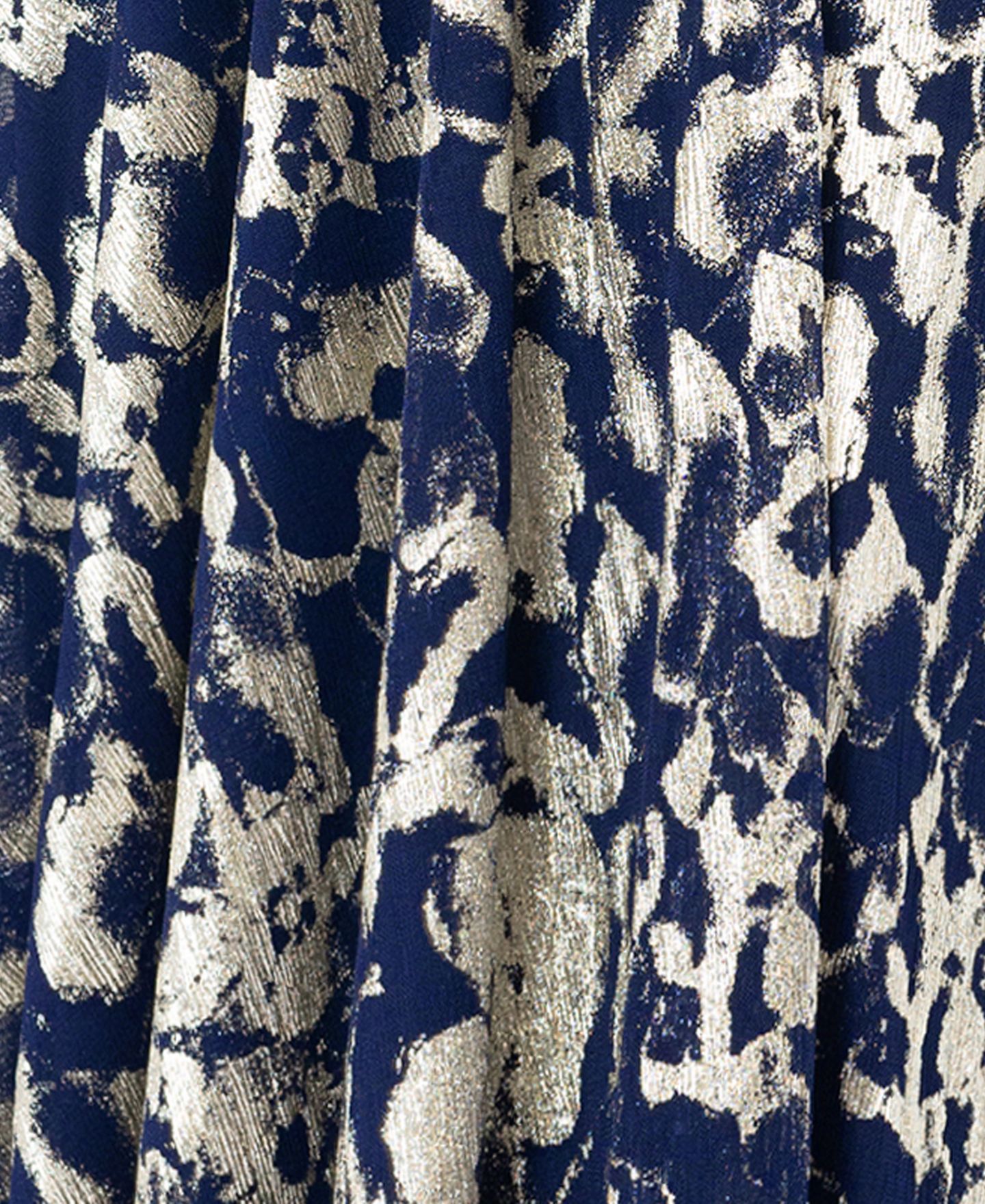Женские платья Betsy & Adam Petite Metallic Print Blouson-Sleeve Gown, цвет: Тёмно-синий / Золотой — фото 5