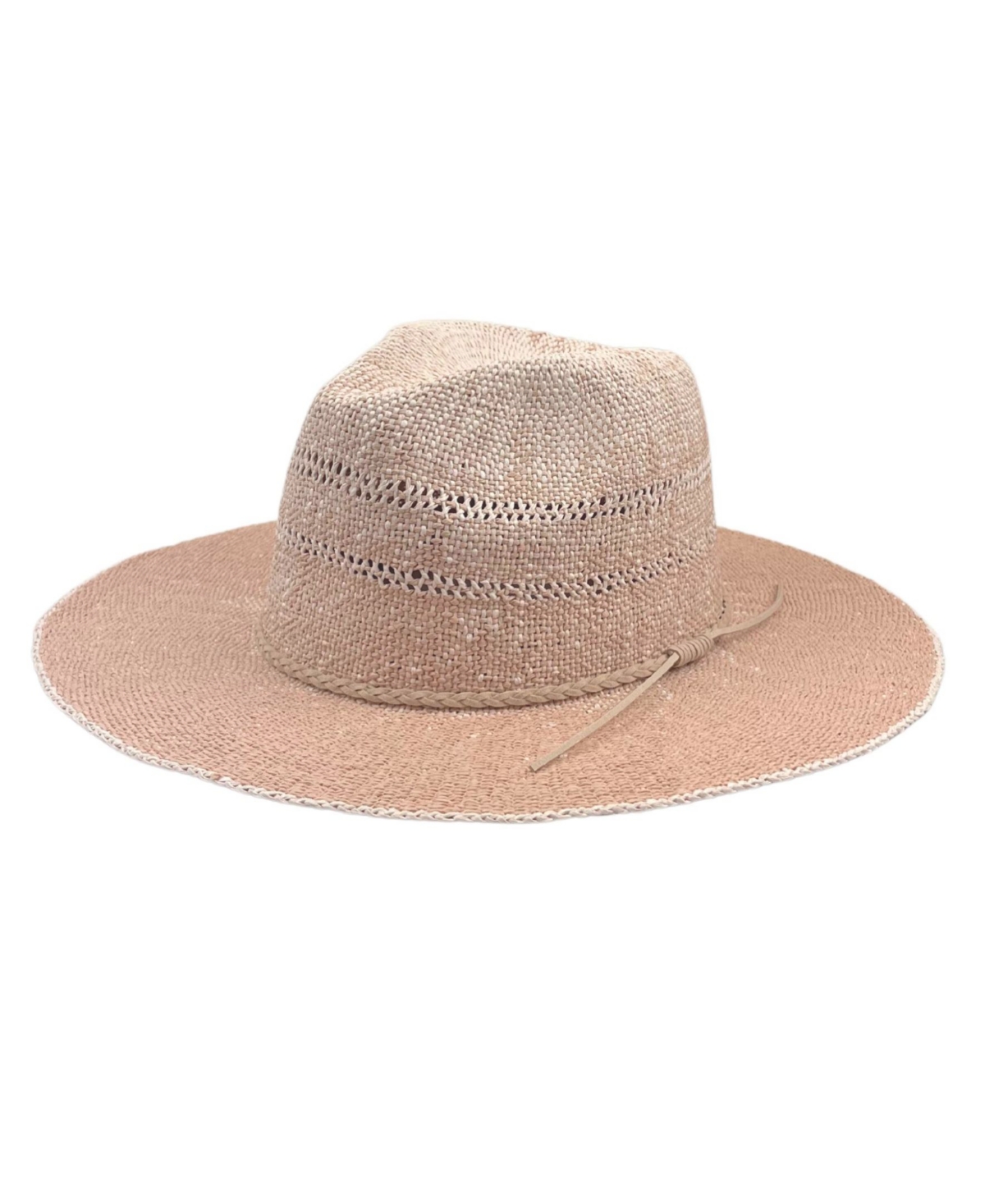 Shop Marcus Adler Women's Straw Panama Hat With Suede Braided Trim In Blush