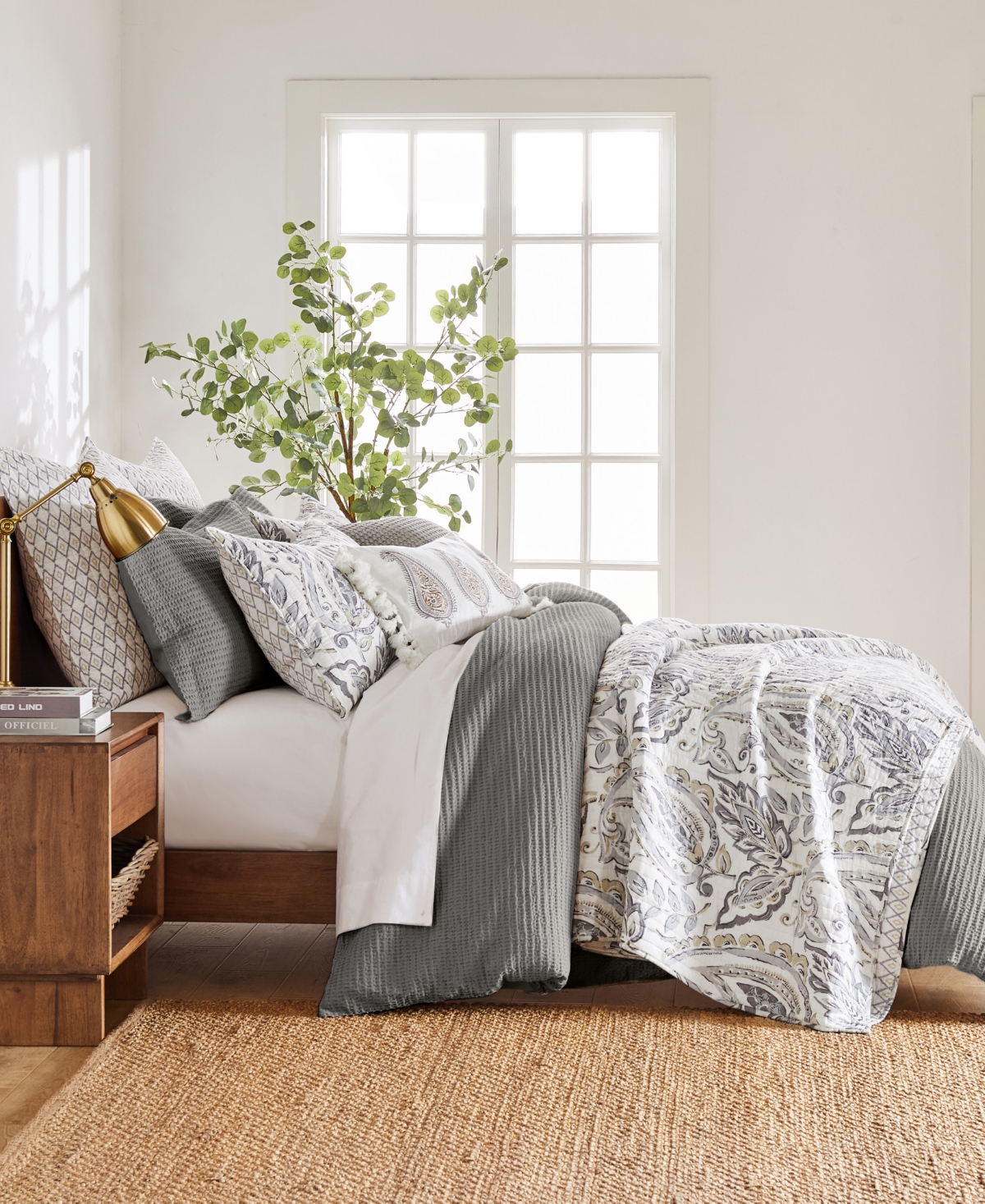 Levtex Cloud Waffle Textured 3-pc. Duvet Cover Set, Full/queen In Gray
