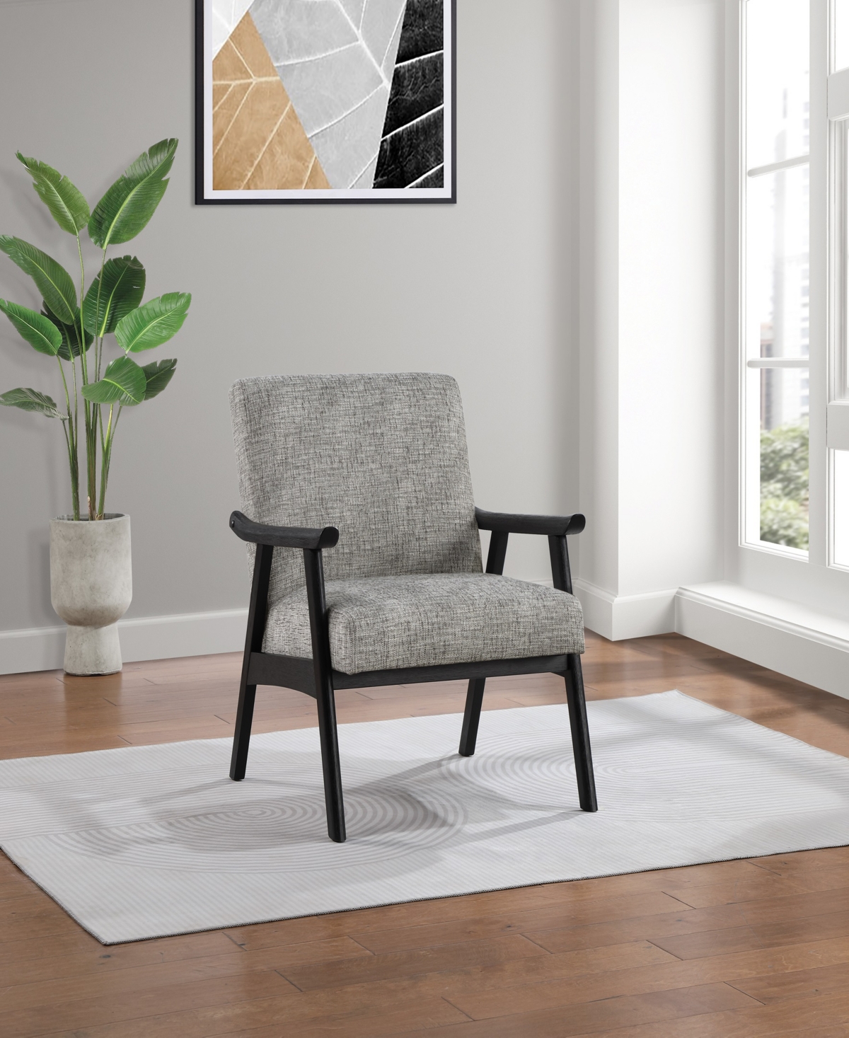 Osp Home Furnishings Office Star Weldon Armchair In Graphite Fabric With Black Finished Frame In Graphite