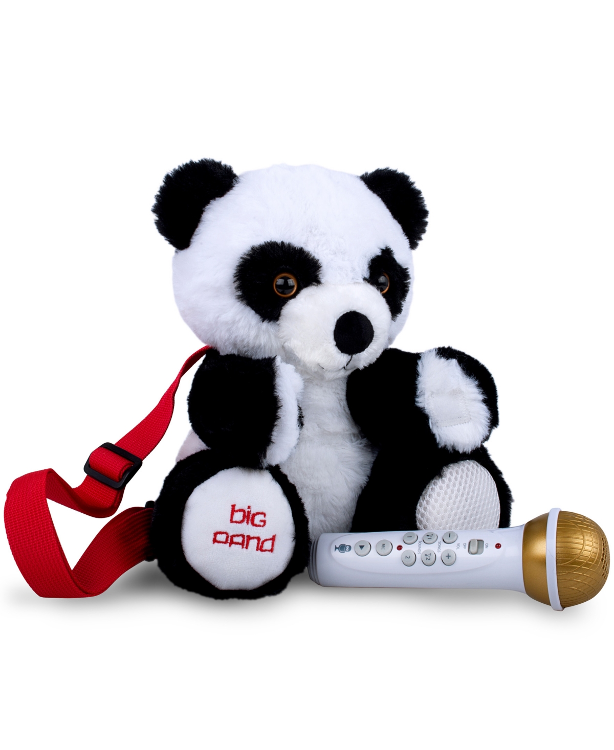Singing Machine Plush Toy Karaoke Backpack With Microphone, Speaker, Songs Sound Effects, Bigpanda In White And Black