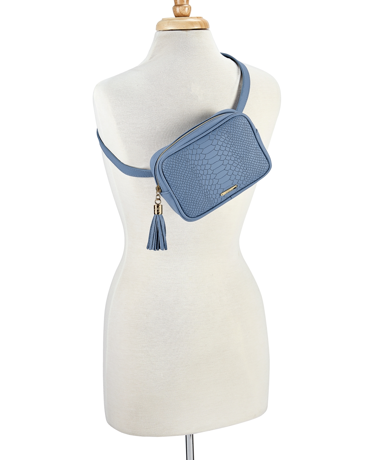 Shop Gigi New York Kylie Leather Belt Bag In Slate Blue