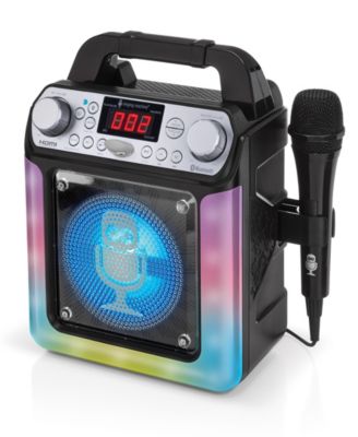 Groove Mini, Portable Karaoke Machine with Wired Mic, Bluetooth, LED Lights, black