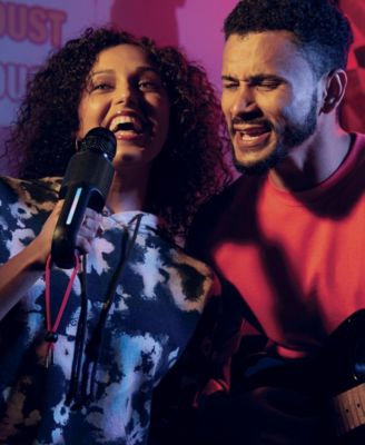 Portable, Handheld Bluetooth Karaoke Microphone and Speaker with Synchronized Lights and 22 Professional Vocal Effects