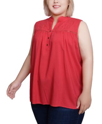 Plus Size Sleeveless Yoked Blouse