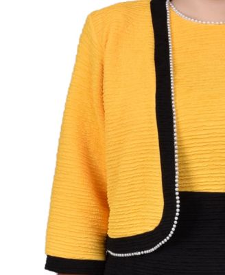 Plus Size 3/4 Sleeve Textured Knit 2 Piece Dress Set