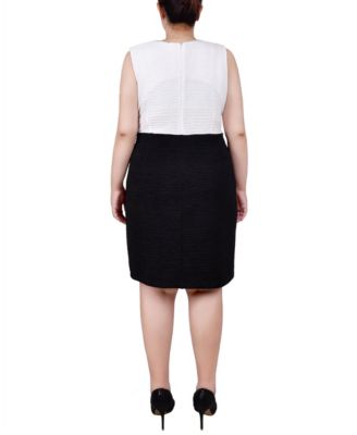 Plus Size 3/4 Sleeve Textured Knit 2 Piece Dress Set