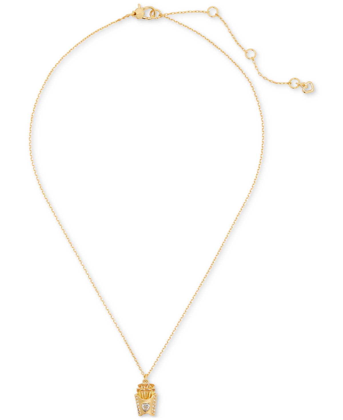 Kate Spade New York Gold-Tone Stone Accented French Fries Mini Pendant Necklace, 16