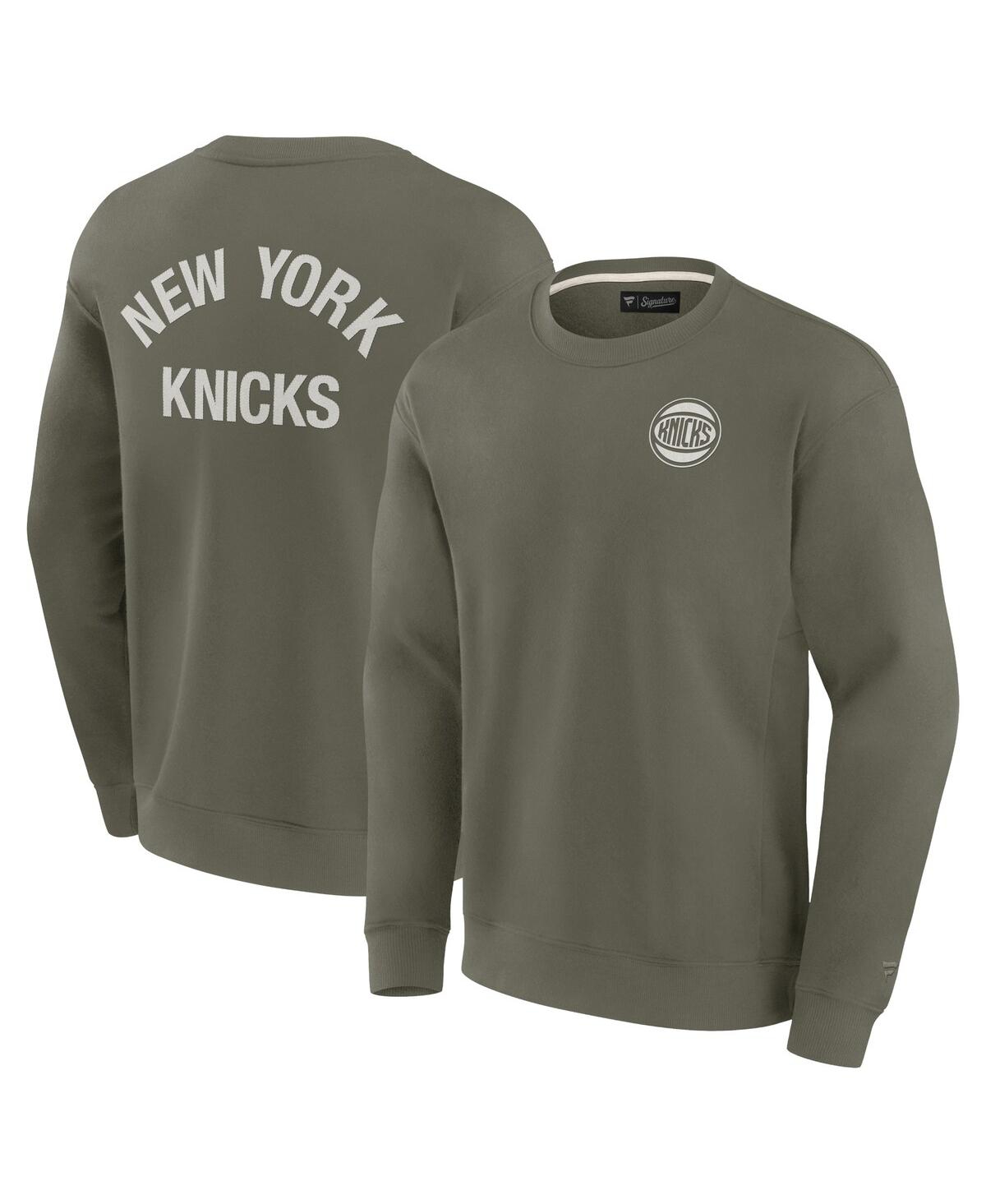 Fanatics Signature Fanatics Unisex Signature Olive New York Knicks Super Soft Pullover Crew Sweatshirt
