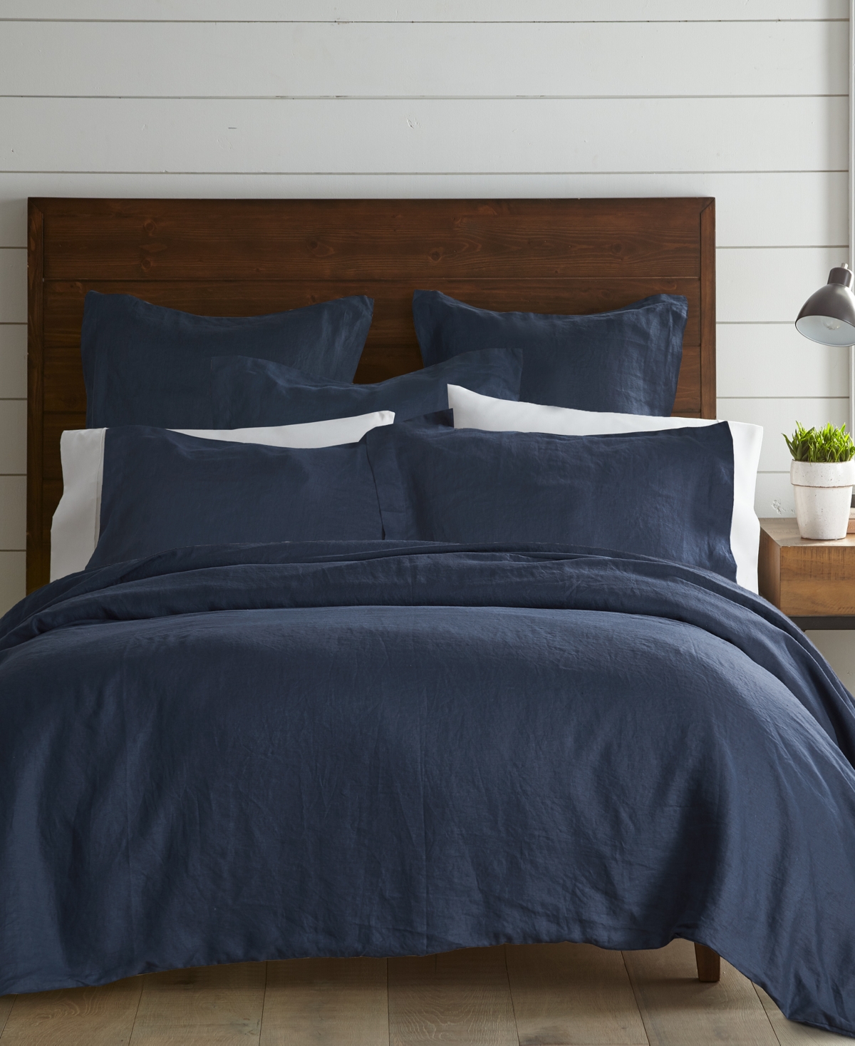 Levtex Washed Linen Solid Duvet Cover, Full/queen In Blue