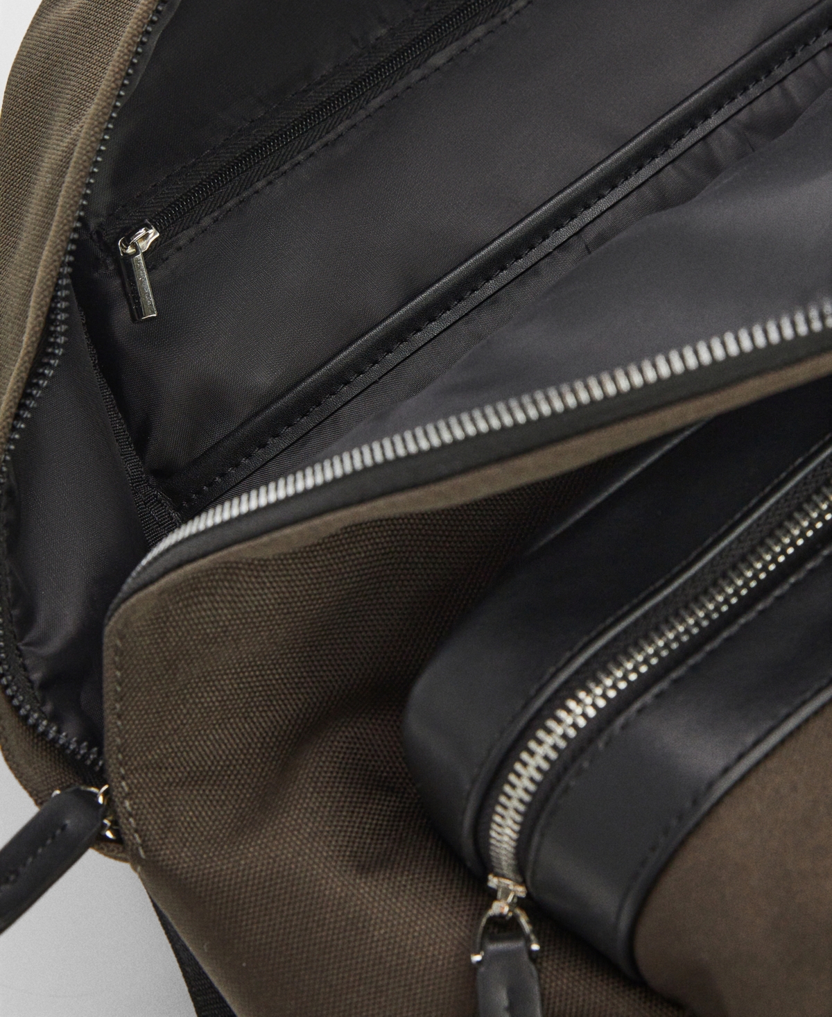 Shop Mango Men's Leather-effect Backpack In Khaki