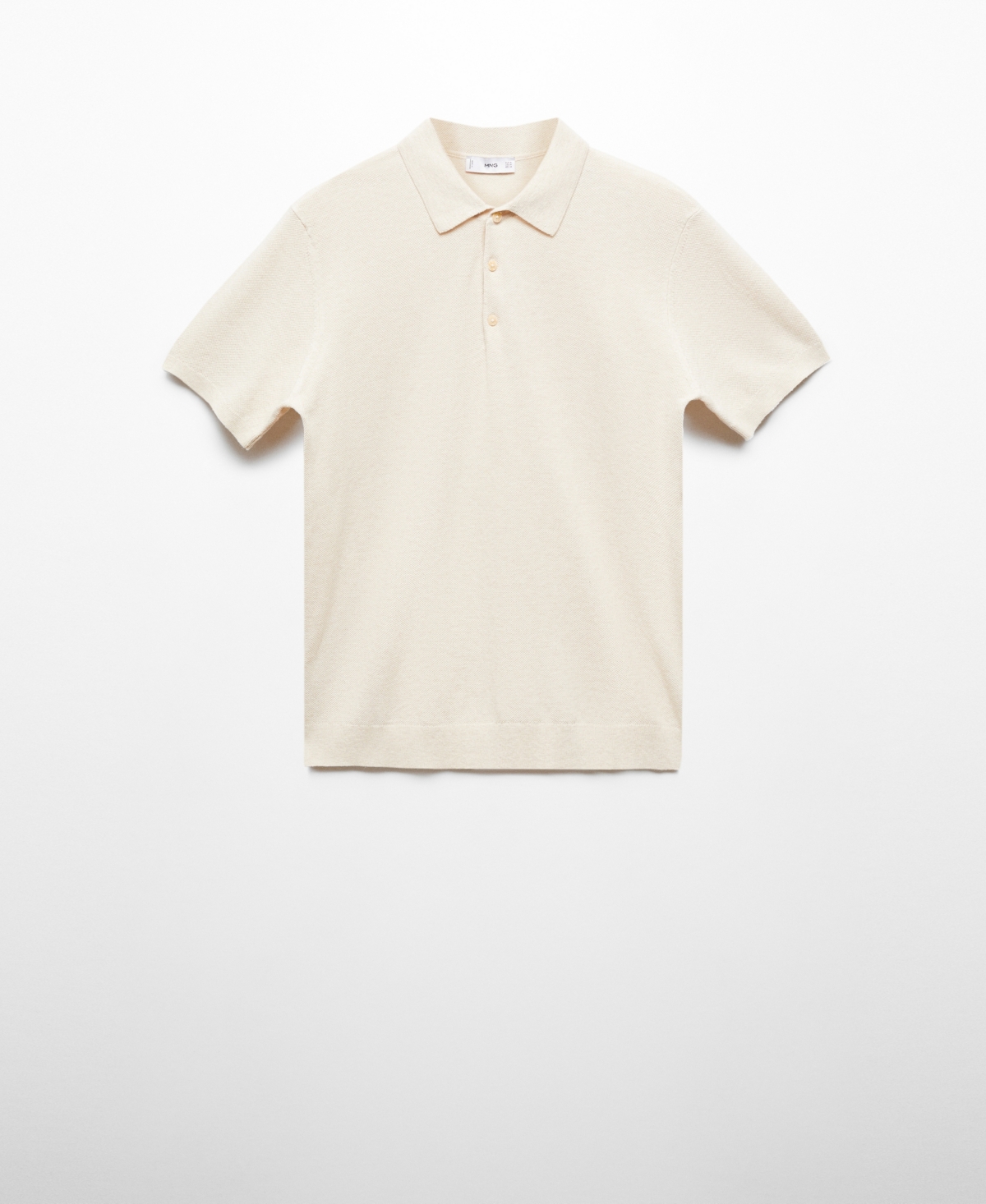 Shop Mango Men's Short-sleeved Knitted Polo Shirt In Ecru