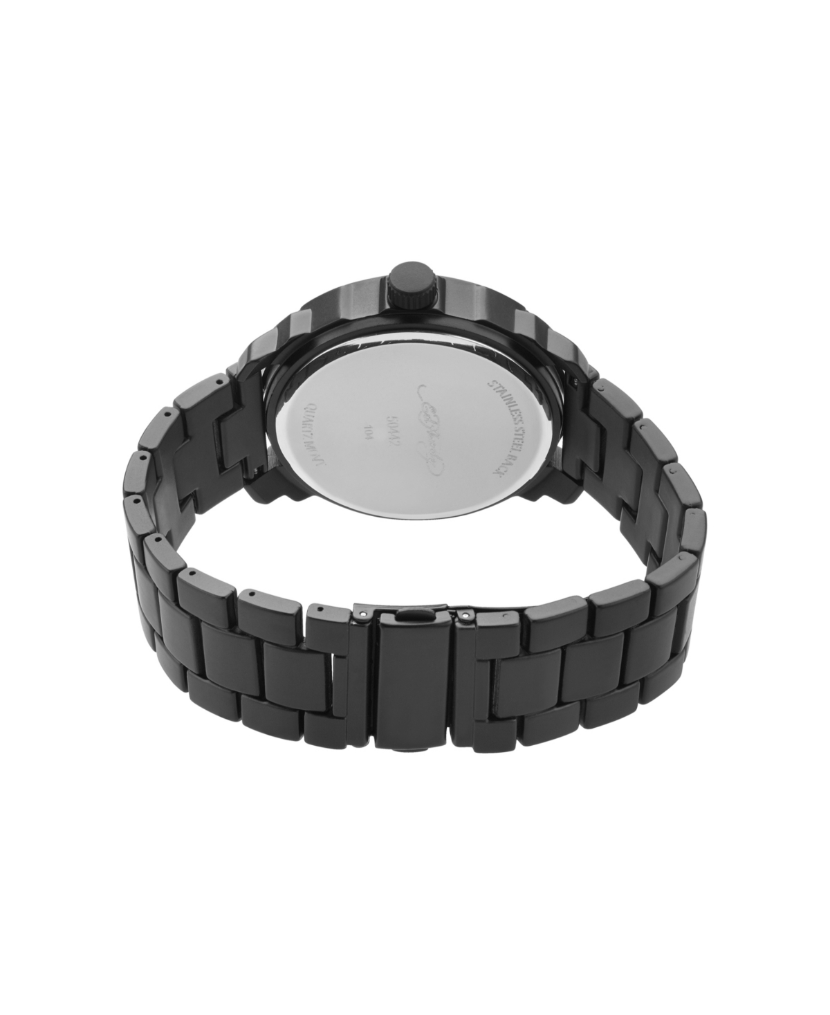 Shop Ed Hardy Men's Matte Black Metal Bracelet Watch 46mm In Matte Black,matte Black
