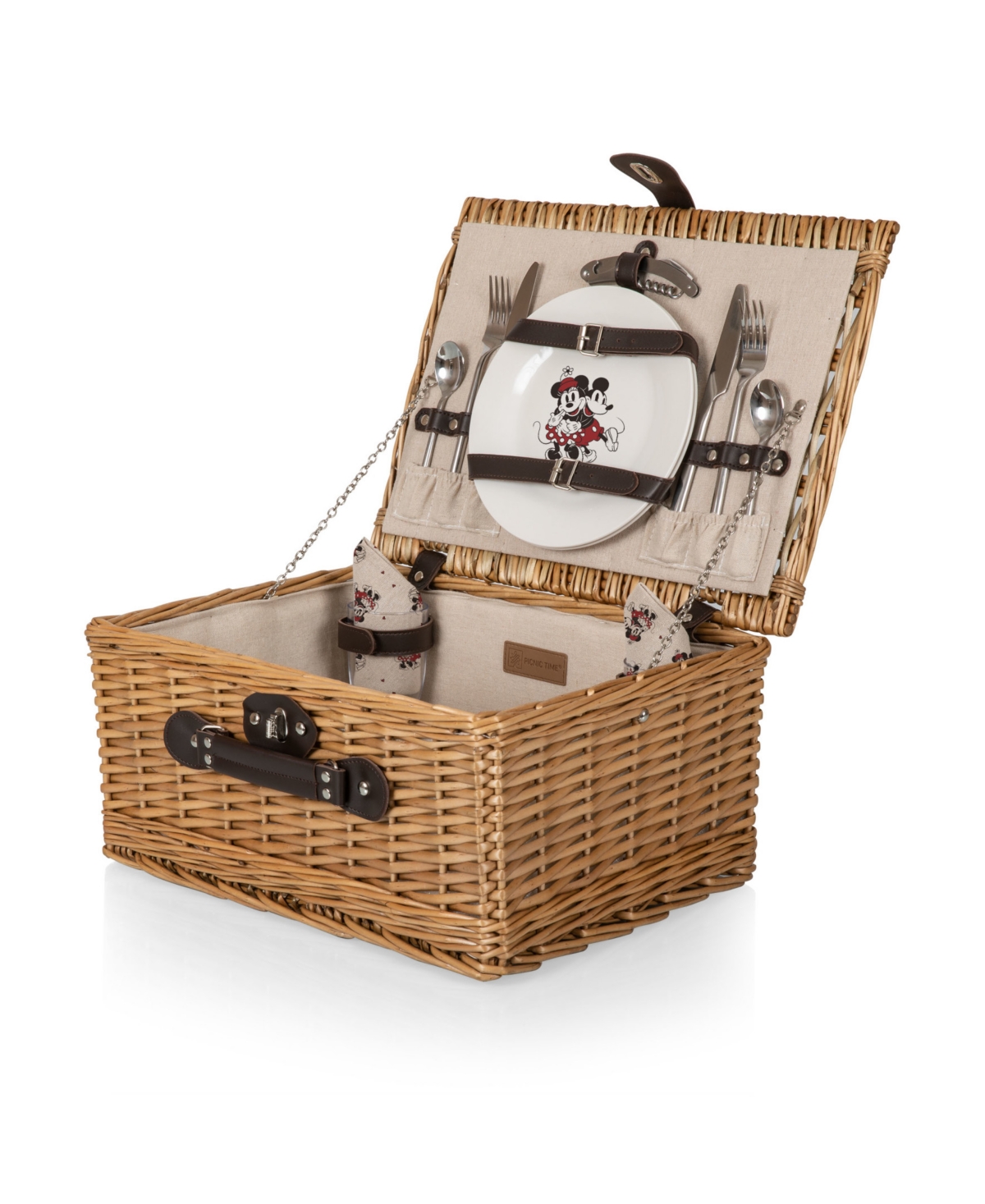 Disney Mickey Mouse Minnie Mouse Classic Picnic Basket, Service for 2 - Beige