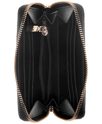 Portafoglio GUESS Laurel II SLG Zip Around Card Case Nero, In Poliuretano, 12x8x2,5 Cm, Con Scomparti E Logo