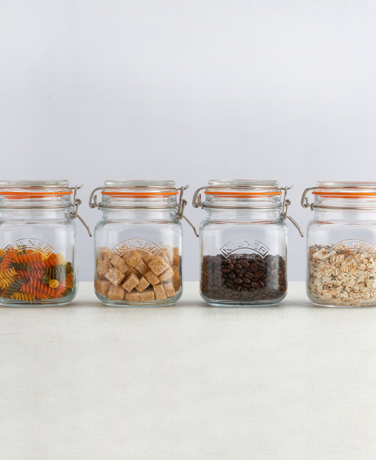 Kilner Set Of 3 Square Clip Top Jars In Clear
