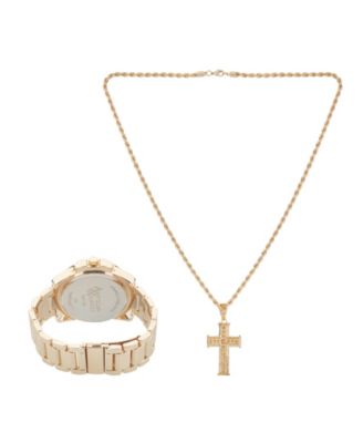 Men's Quartz Gold-Tone Alloy Watch 45mm Gift Set