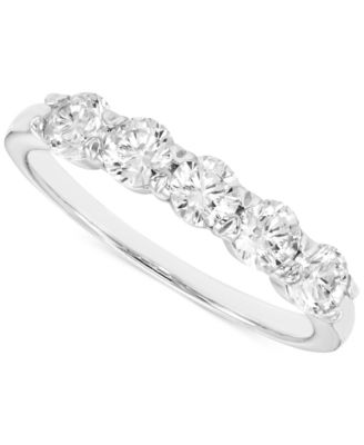 Macy's - Diamond Five Stone Anniversary Band (1 ct. t.w.) in 14k White Gold