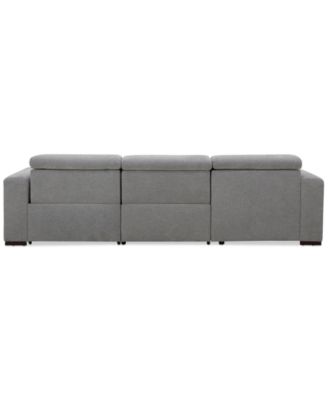 Nevio 3-Pc. Fabric Power Headrest Sectional and Chaise with 2 Power Motion Chairs